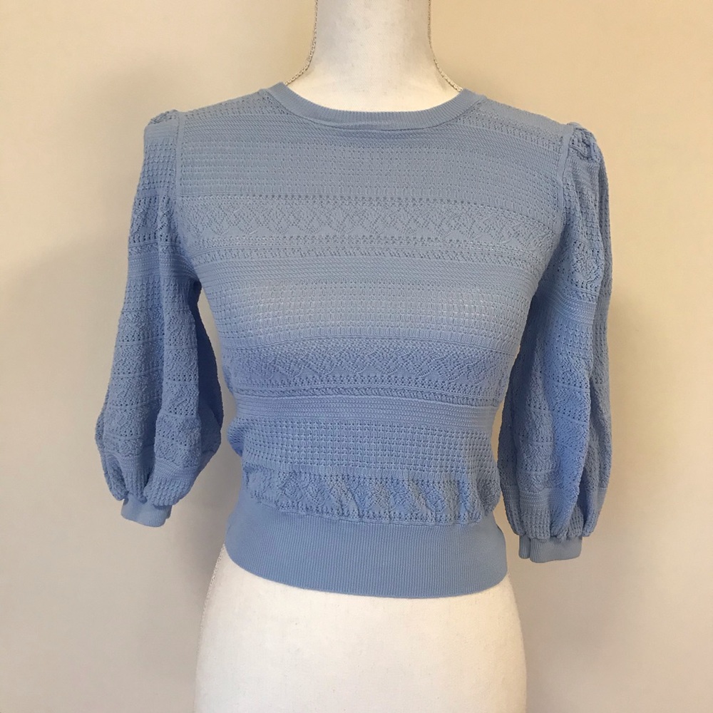 Zara puffy cap 3/4 sleeve crop top size xs
